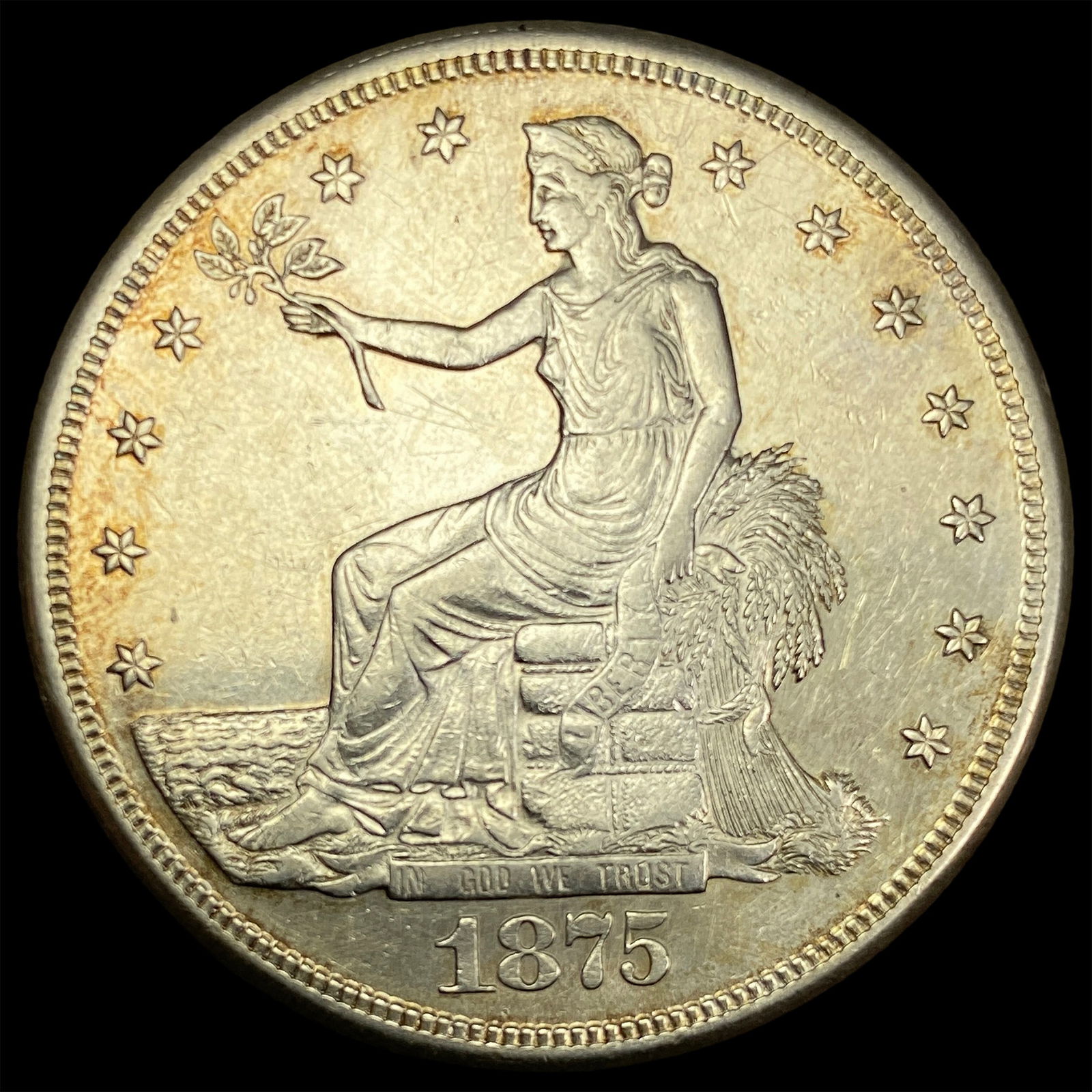 1875-S Silver Trade Dollar CLOSELY UNCIRCULATED: 1875-S Silver Trade Dollar CLOSELY UNCIRCULATED