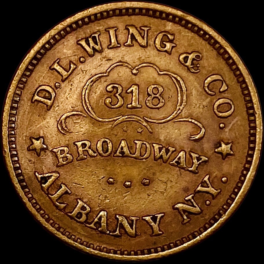 D.L. Wing & Co. Albany NY Civil War Token LIGHTLY CIRCULATED (1 of 2)