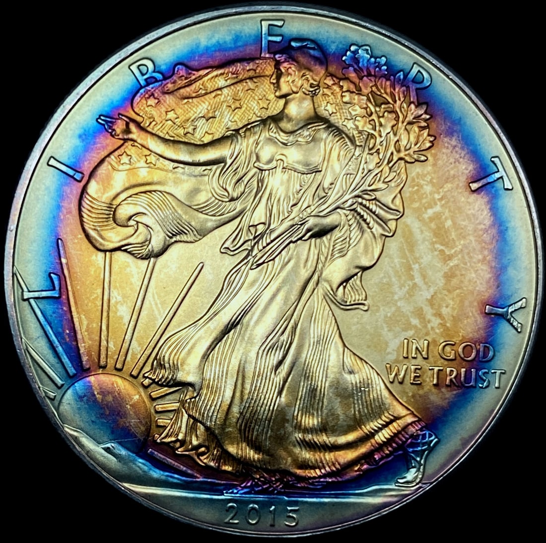 2015 Toned 1 oz Silver American Eagle $1 SUPERB GEM BU (1 of 2)