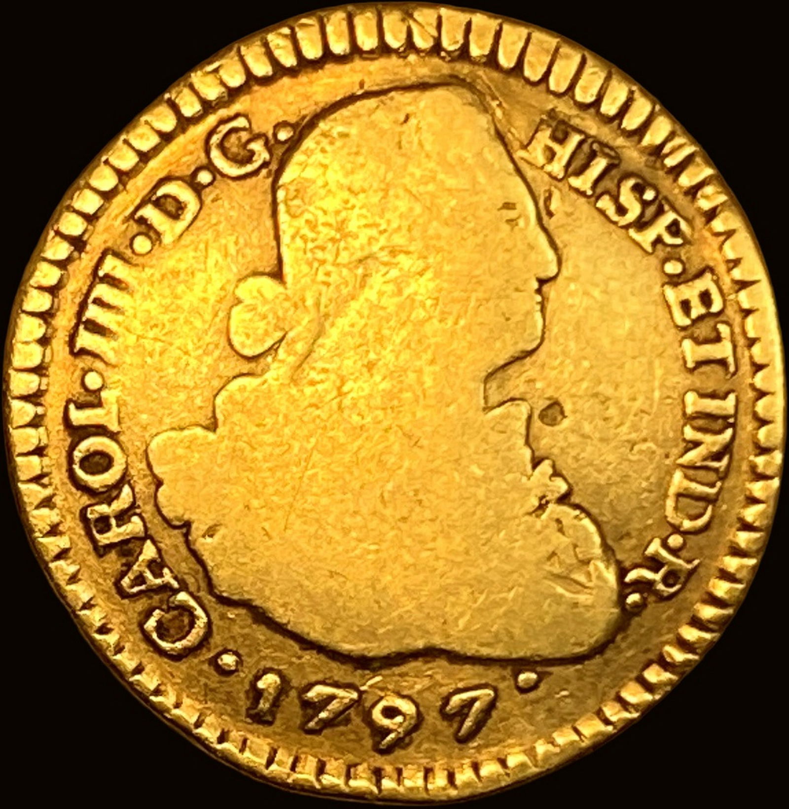 1797-S Spain Gold 1/2 Escudo Carolus IIII NICELY CIRCULATED (1 of 2)