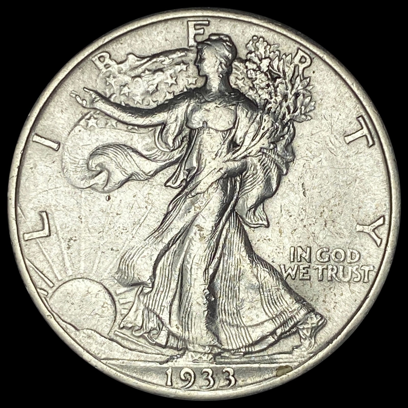 1933-S Silver Walking Liberty Half Dollar NEARLY UNCIRCULATED (1 of 2)