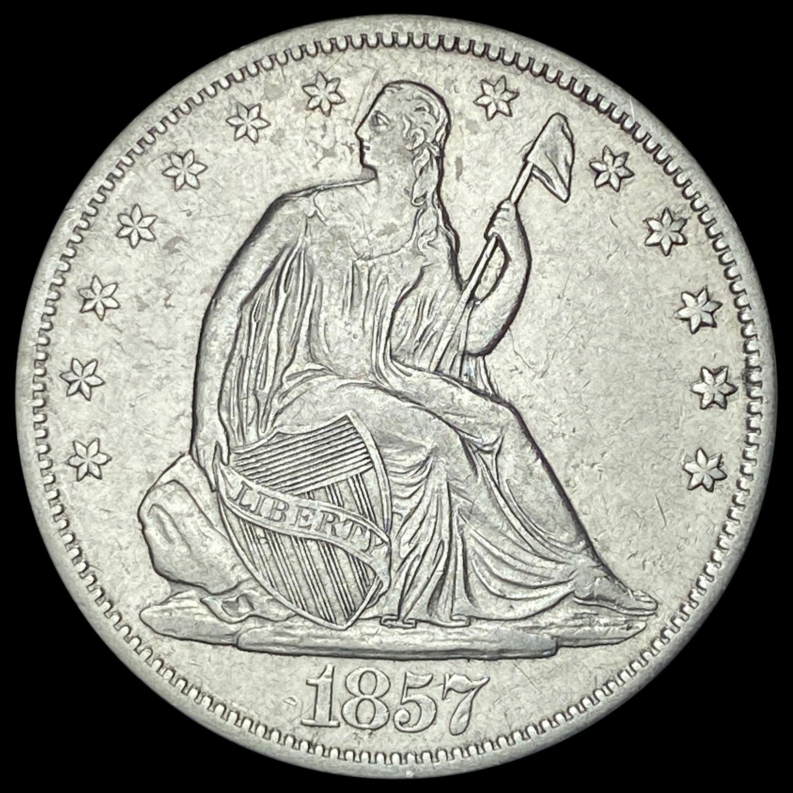 1857 Seated Liberty Half Dollar NEARLY UNCIRCULATED (1 of 2)