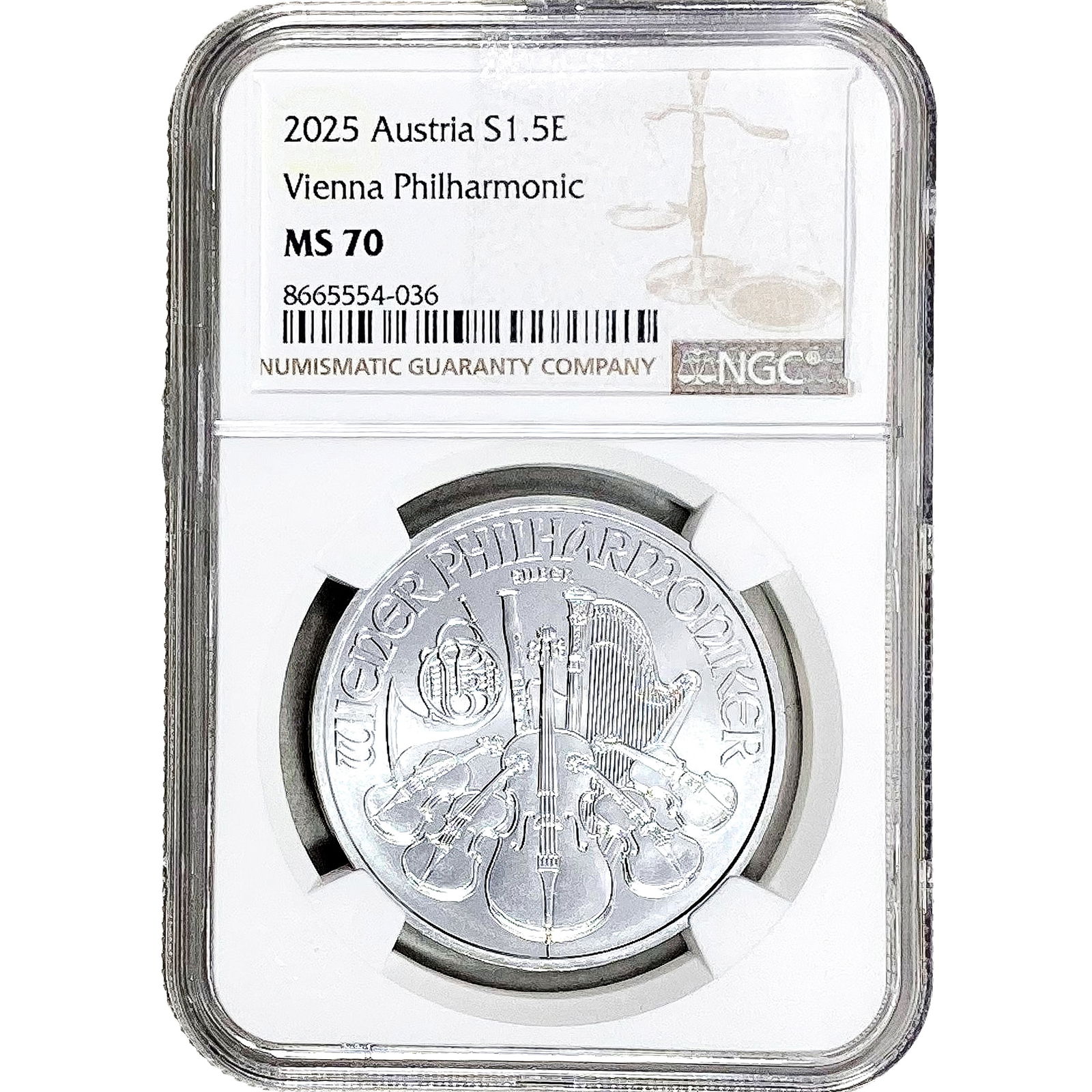 2025 Austria 1OZ SIlver 1.5 Euro Vienna Philharmon. NGC MS70 (1 of 2)