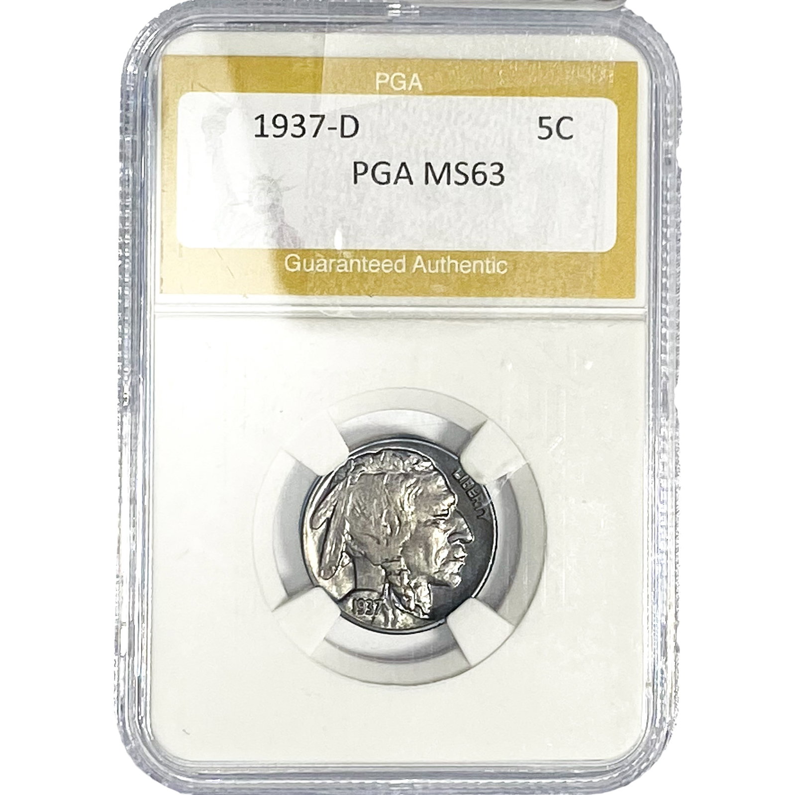 1937-D Buffalo Nickel PGA MS63: 1937-D Buffalo Nickel PGA MS63