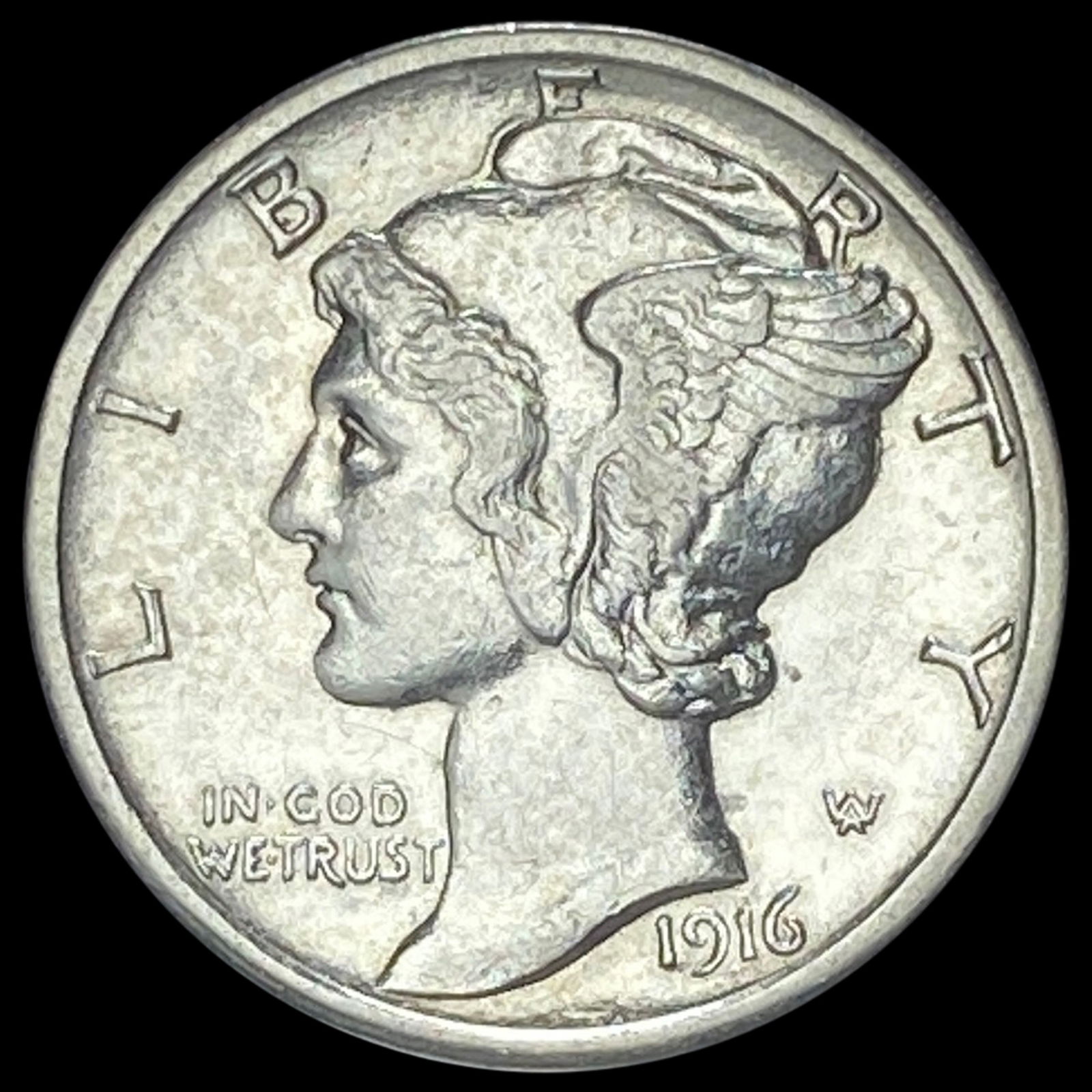 1916-S Silver Mercury Dime CLOSELY UNCIRCULATED (1 of 2)