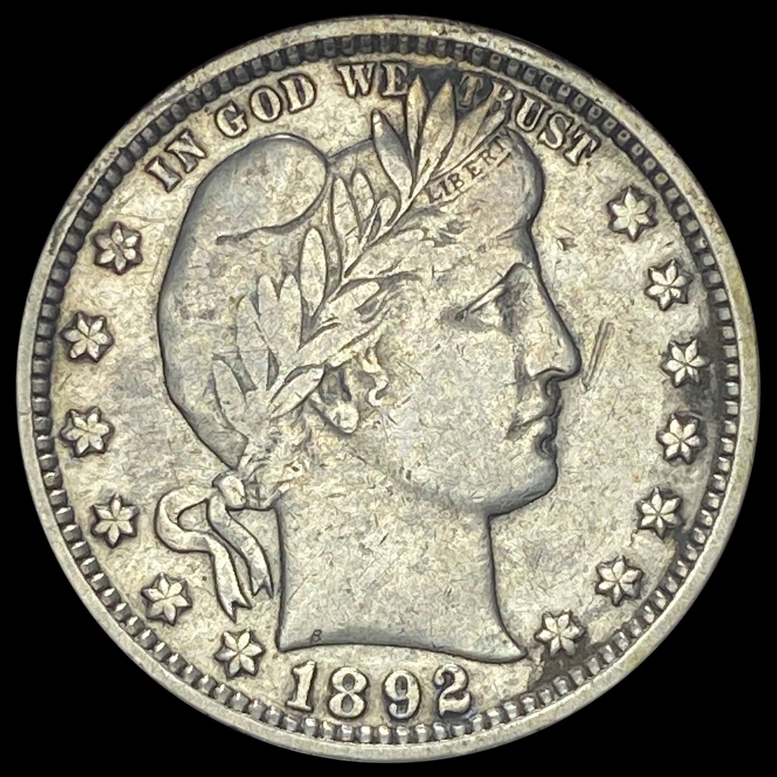 1892-O Silver Barber Quarter LIGHTLY CIRCULATED (1 of 2)