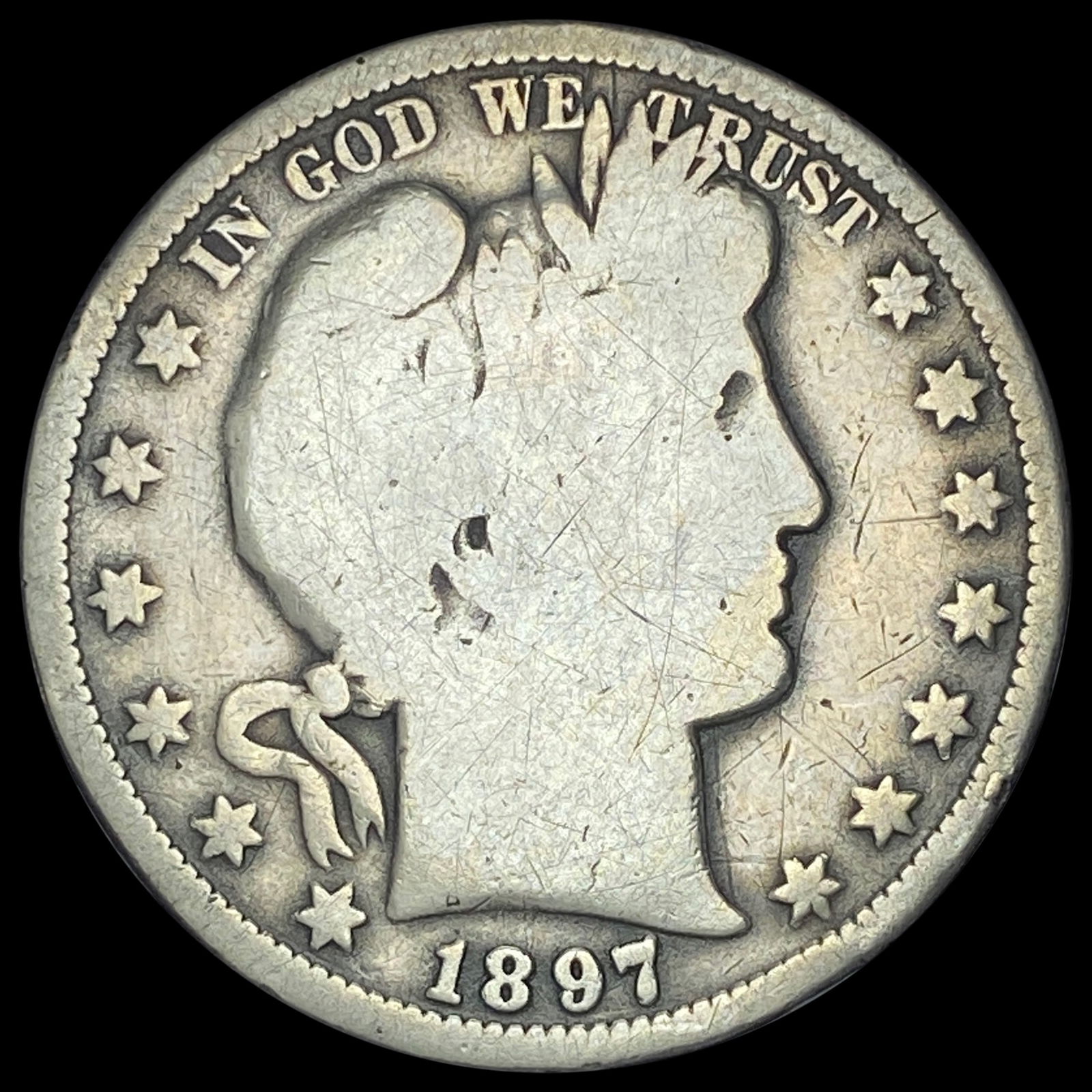 1897-S Silver Barber Half Dollar NICELY CIRCULATED (1 of 2)