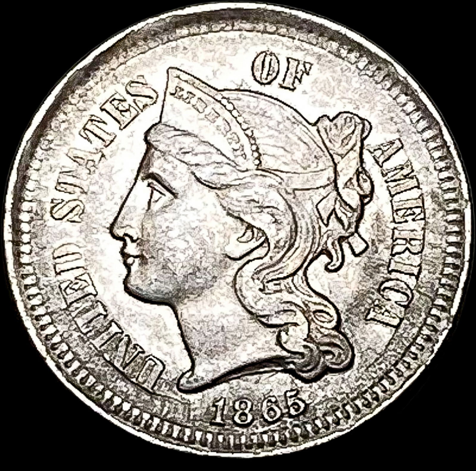 1865 Nickel Three-Cent Piece CLOSELY UNCIRCULATED (1 of 2)