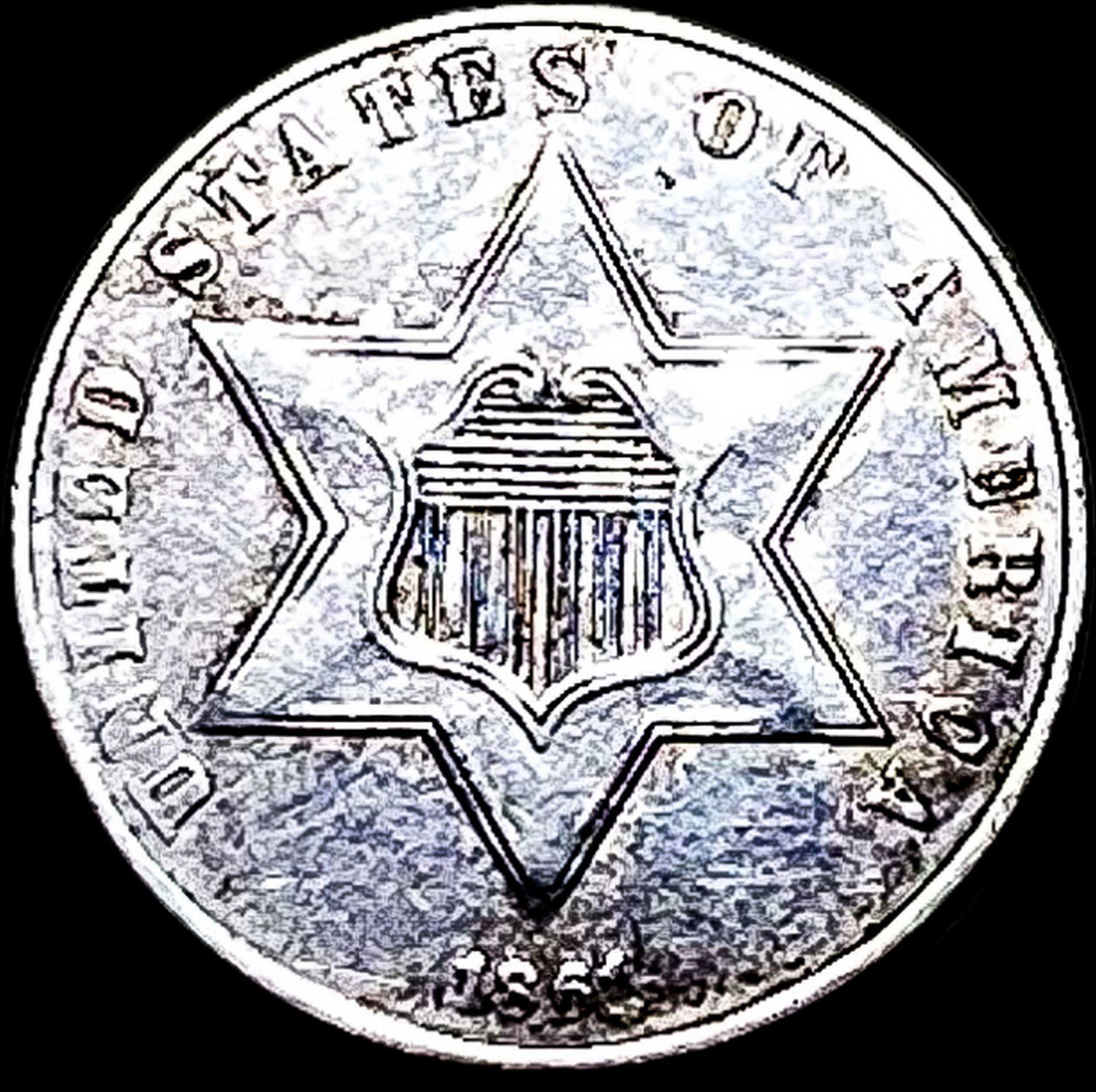 1861 Silver Three-Cent Piece CLOSE UNC (1 of 2)