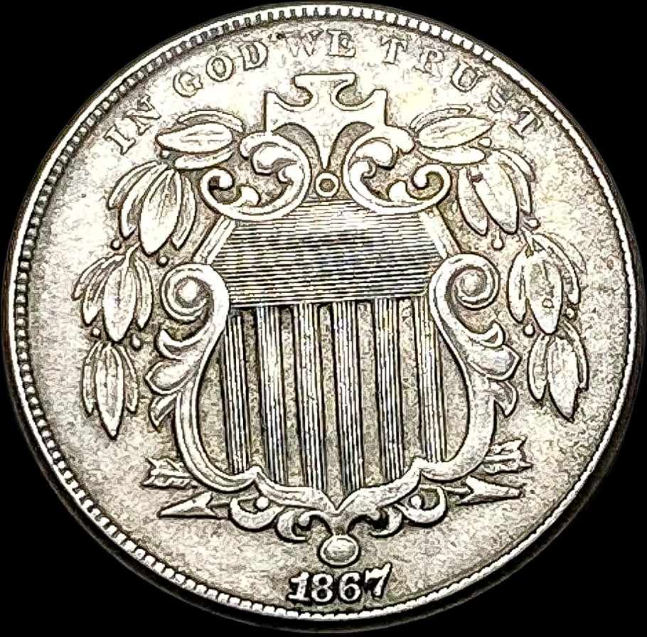 1867 Shield Nickel NEARLY UNCIRCULATED (1 of 2)