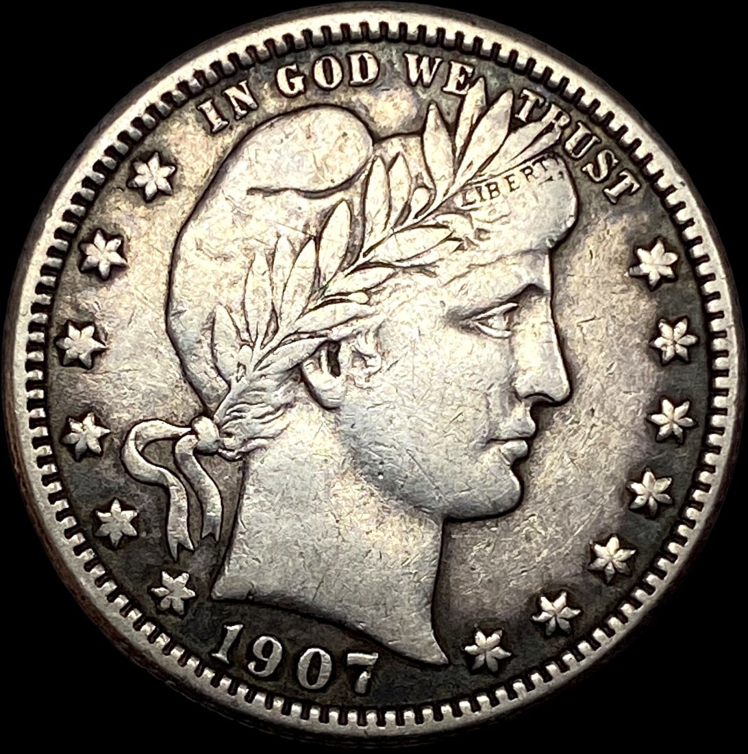1907-O Silver Barber Quarter NEARLY UNCIRCULATED (1 of 2)
