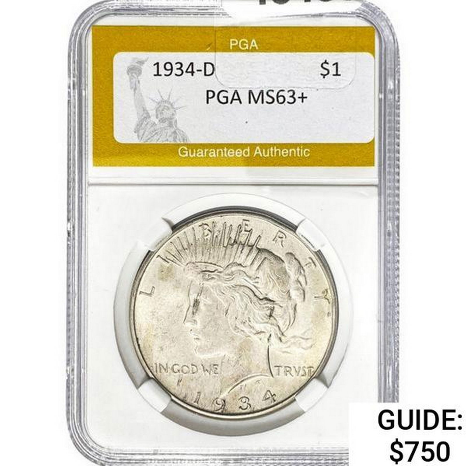 1934-D Silver Peace Dollar PGA MS63+ (1 of 2)