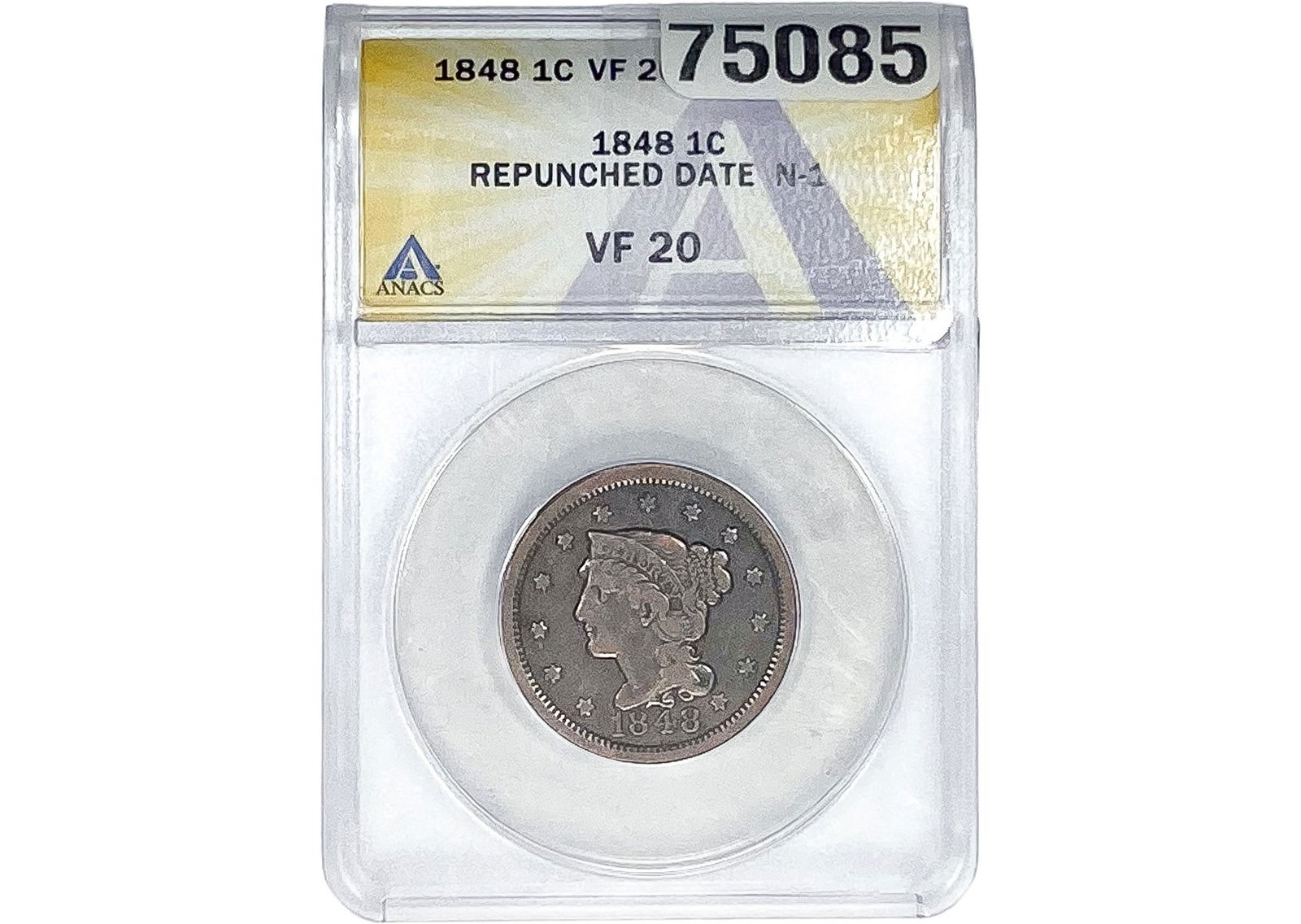 1848 Braided Hair Large Cent ANACS VF20 (1 of 2)