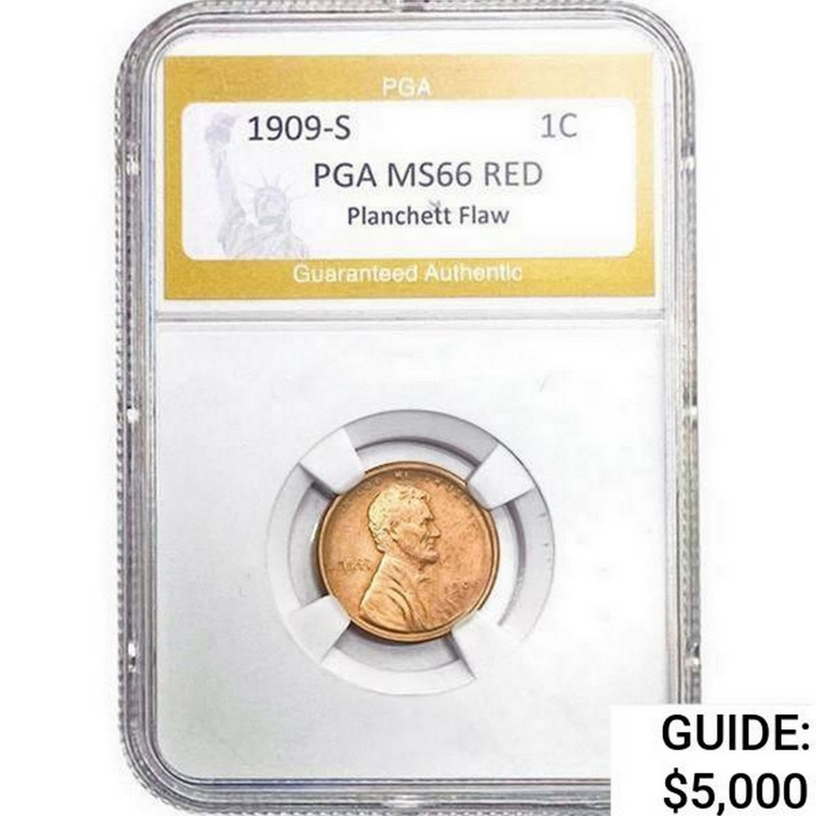 1909-S Wheat Cent PGA MS66 Red Planchett Flaw (1 of 2)