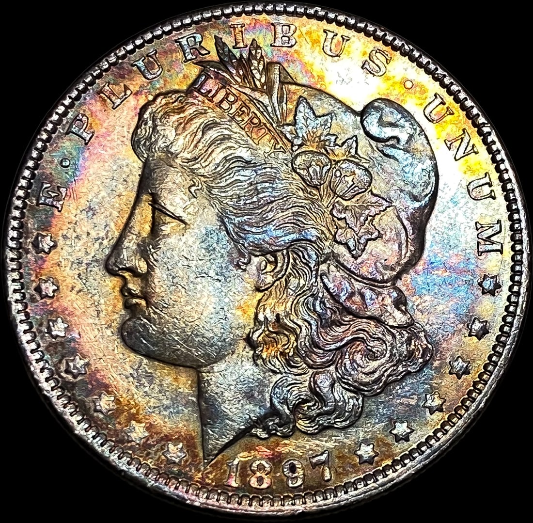 1897 Toned Morgan Silver Dollar CHOICE AU (1 of 2)