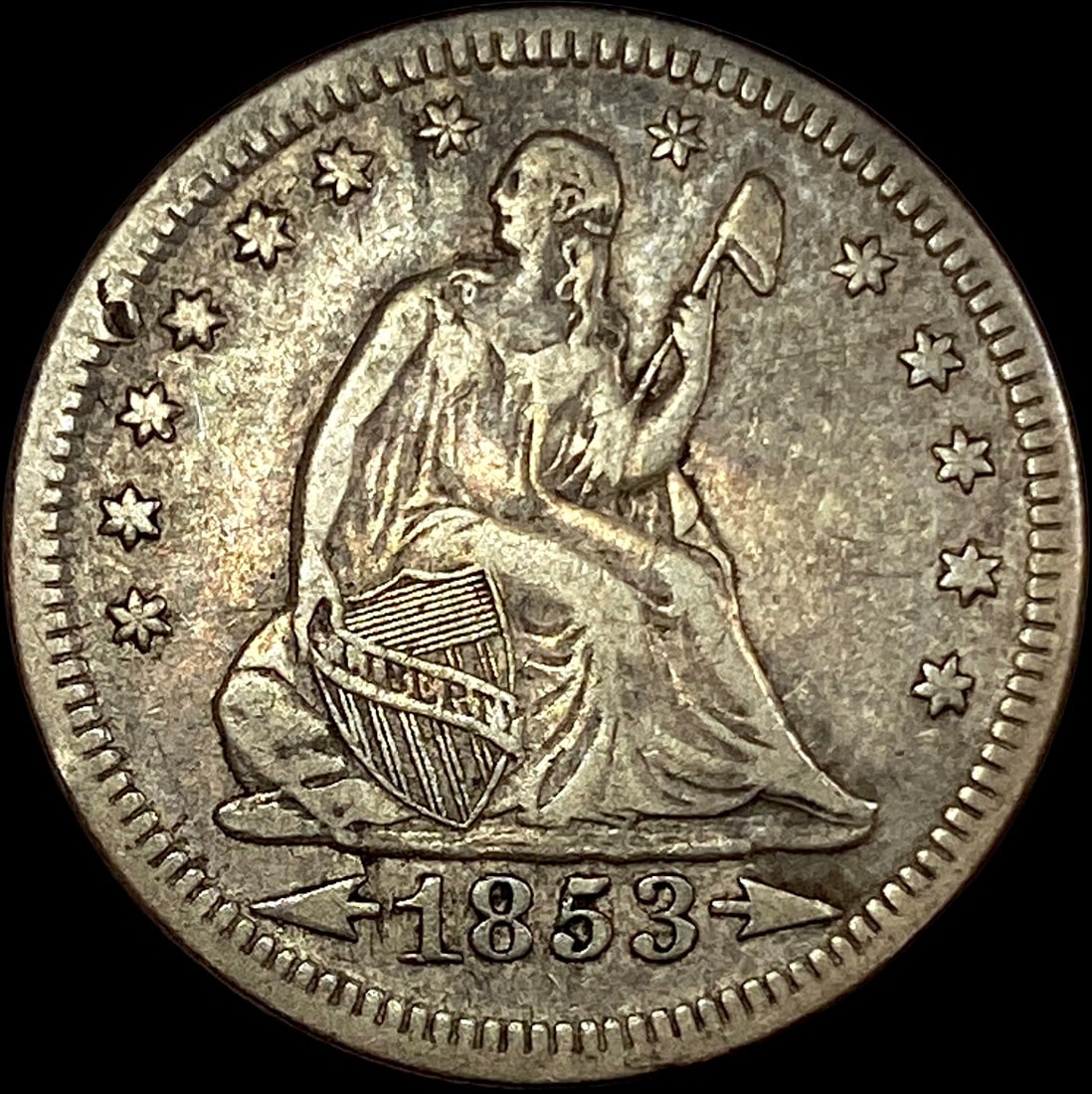 1853 Arrows/Rays Seated Liberty Quarter NEARLY UNCIRCULATED (1 of 2)