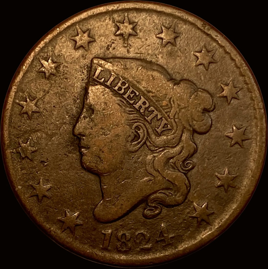 1824 Coronet Head Large Cent LIGHTLY CIRCULATED (1 of 2)