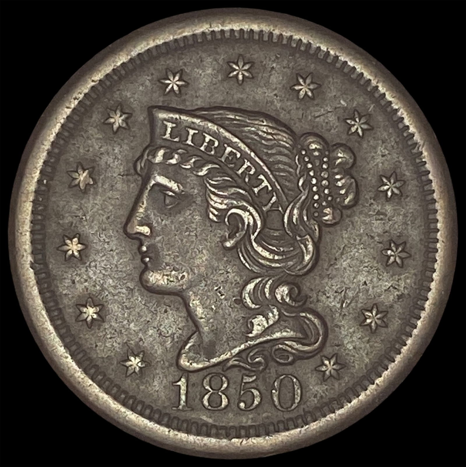 1850 Braided Hair Large Cent UNCIRCULATED (1 of 2)
