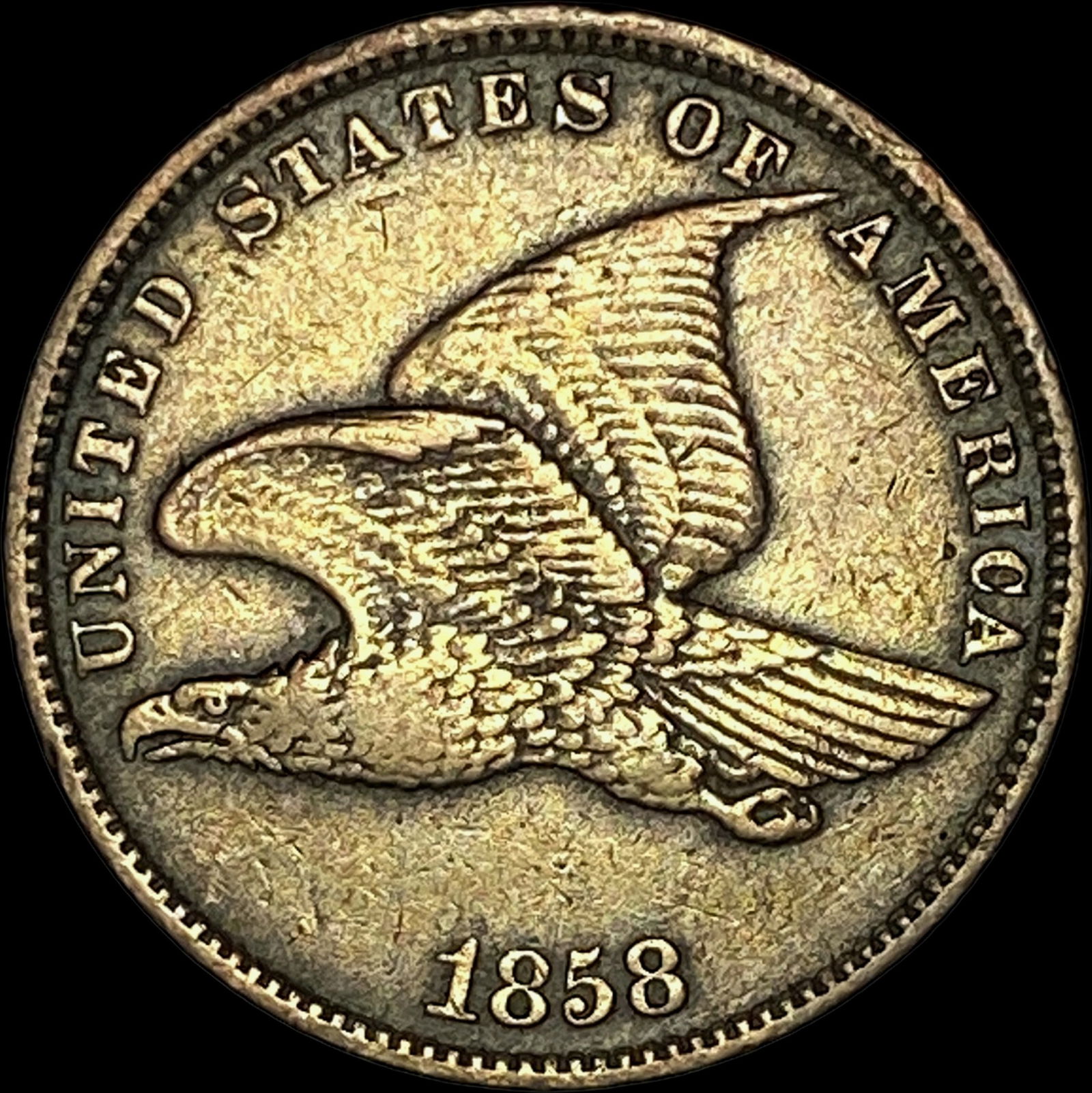 1858 Copper-Nickel Flying Eagle Cent NEARLY  UNCIRCULATED (1 of 2)