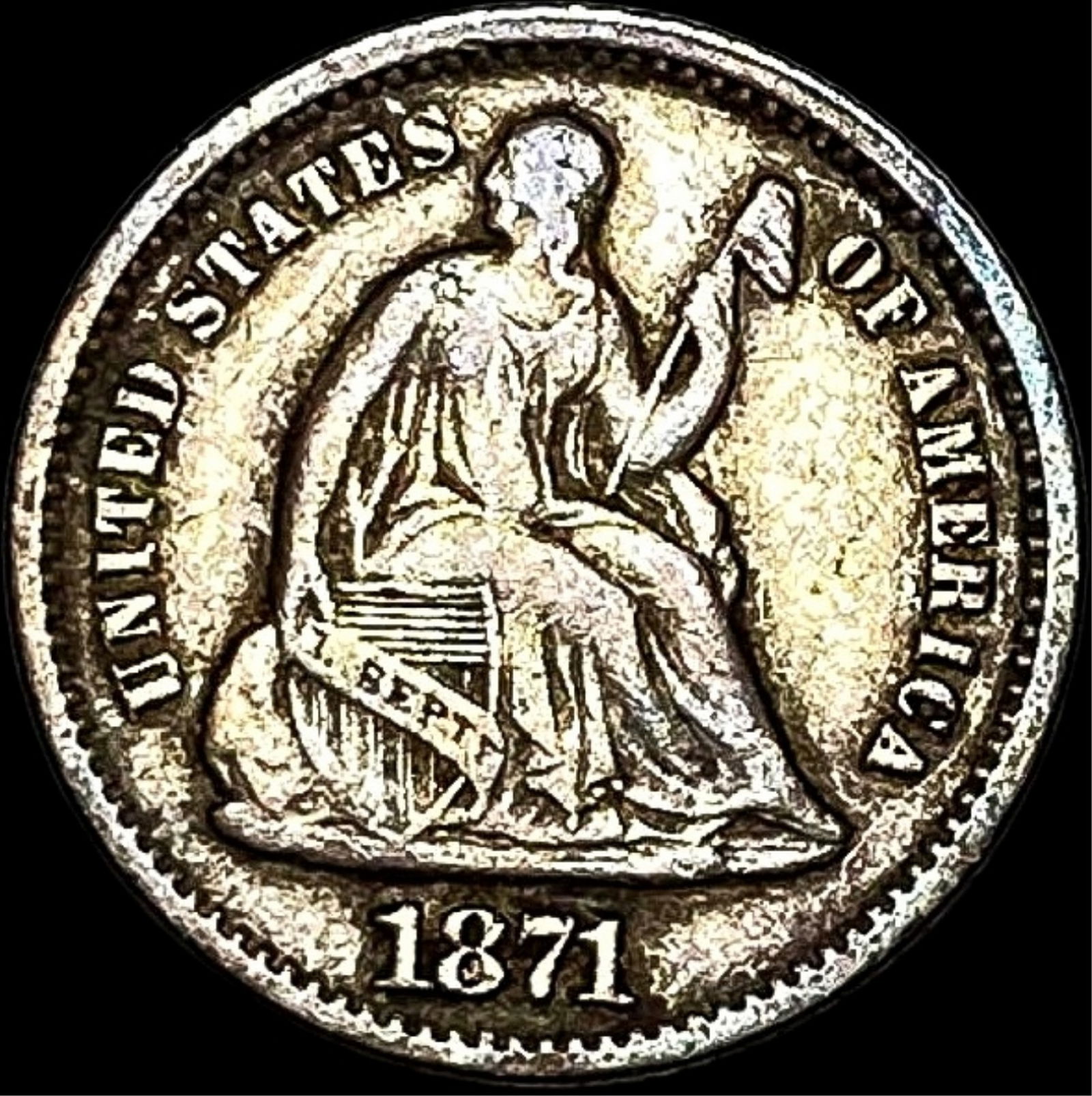 1871 Seated Liberty Half Dime LIGHTLY  CIRCULATED (1 of 2)
