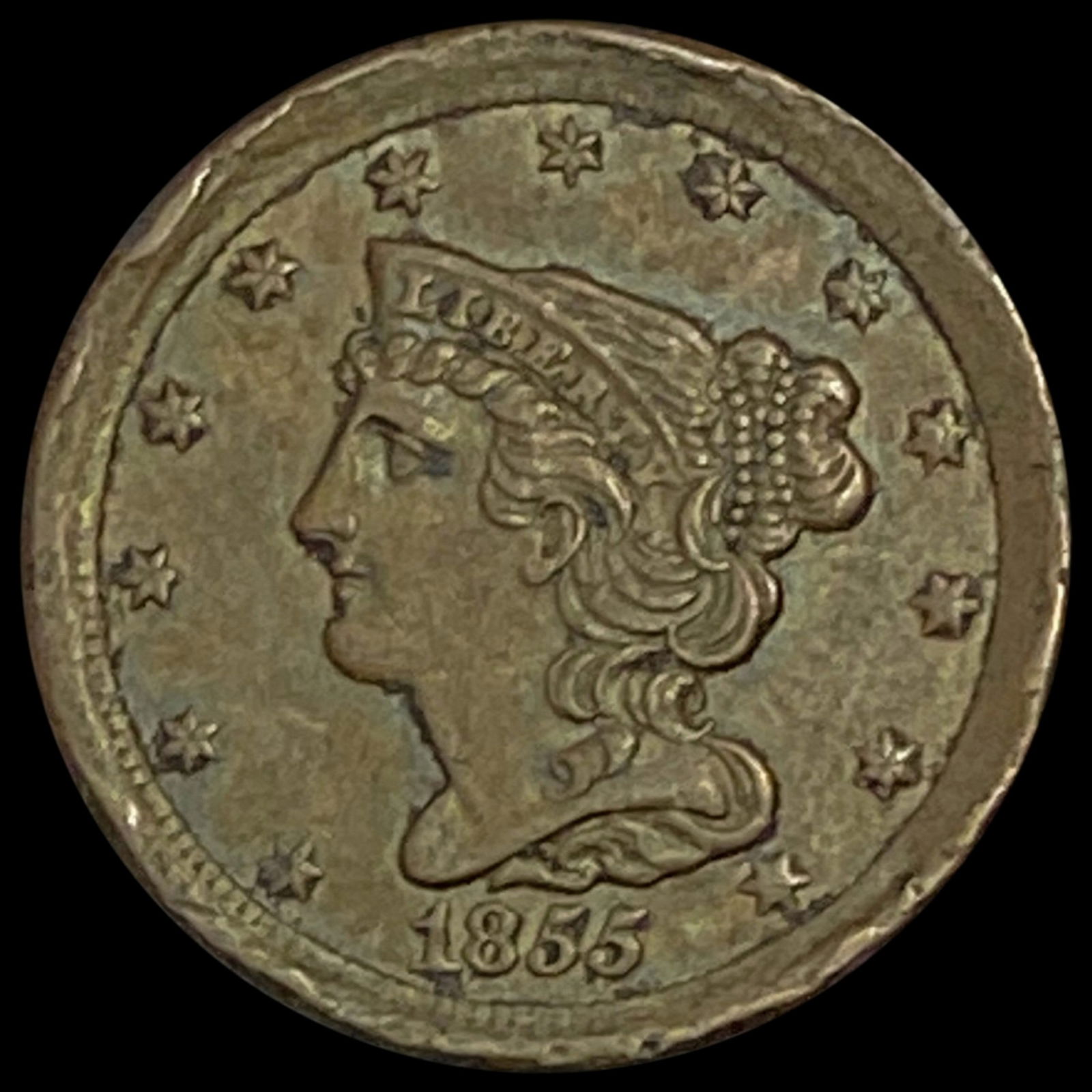 1855 Braided Hair Half Cent LIGHTLY CIRCULATED (1 of 2)