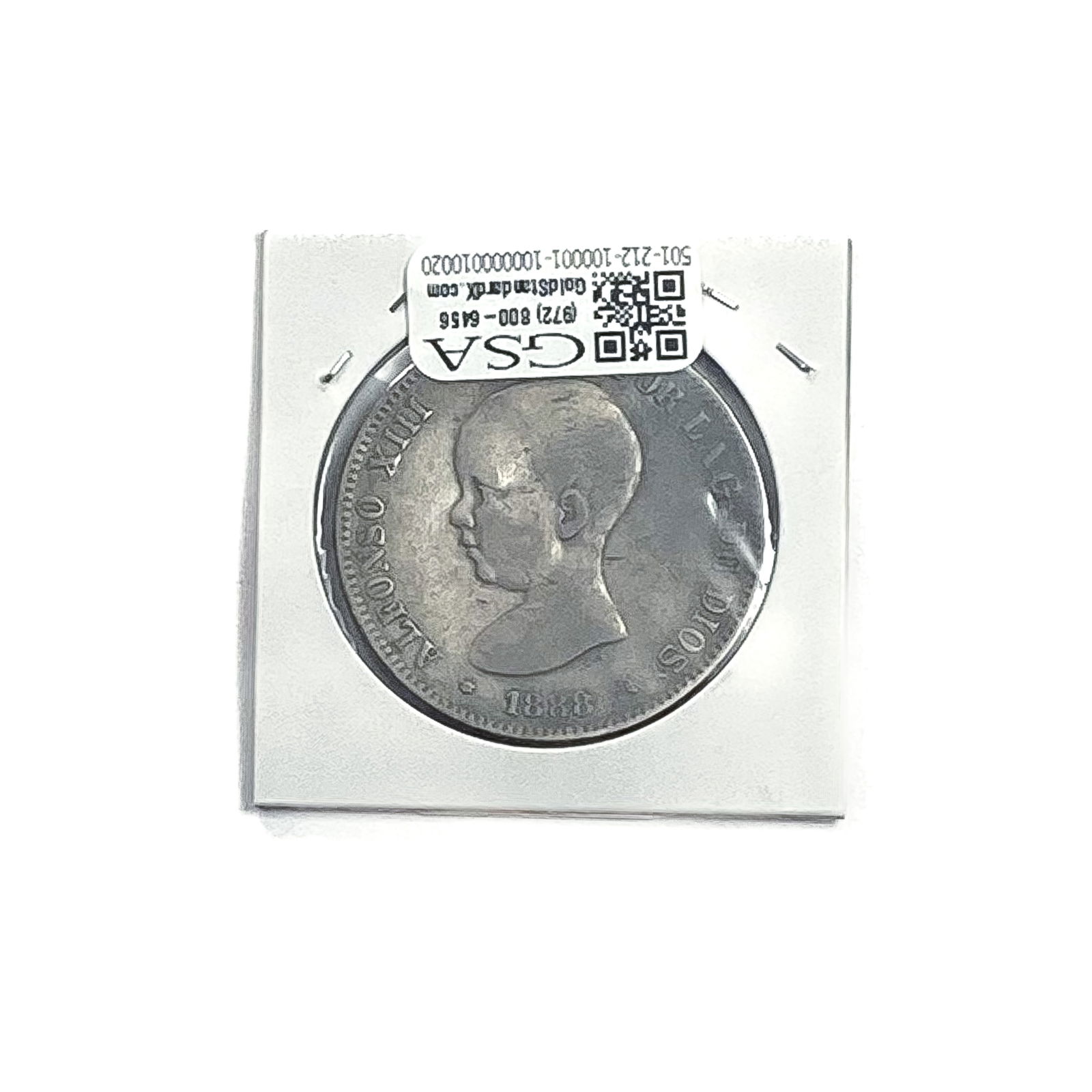 1888 Silver Spain 5 Pesetas Baby Head XF (1 of 2)