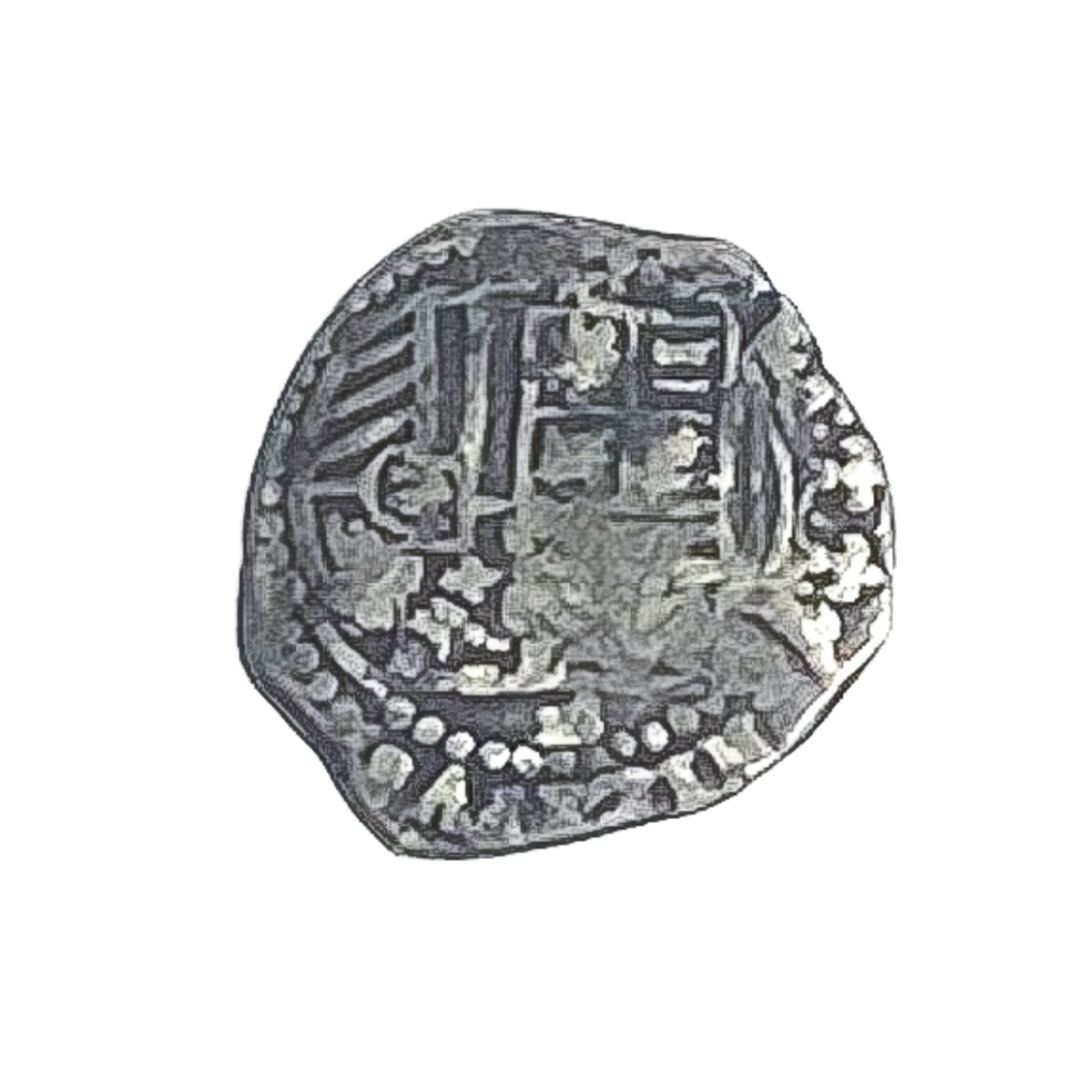 1500's-1600's Spain Silver 1 Reales Cob XF: 1500's-1600's Spain Silver 1 Reales Cob XF
