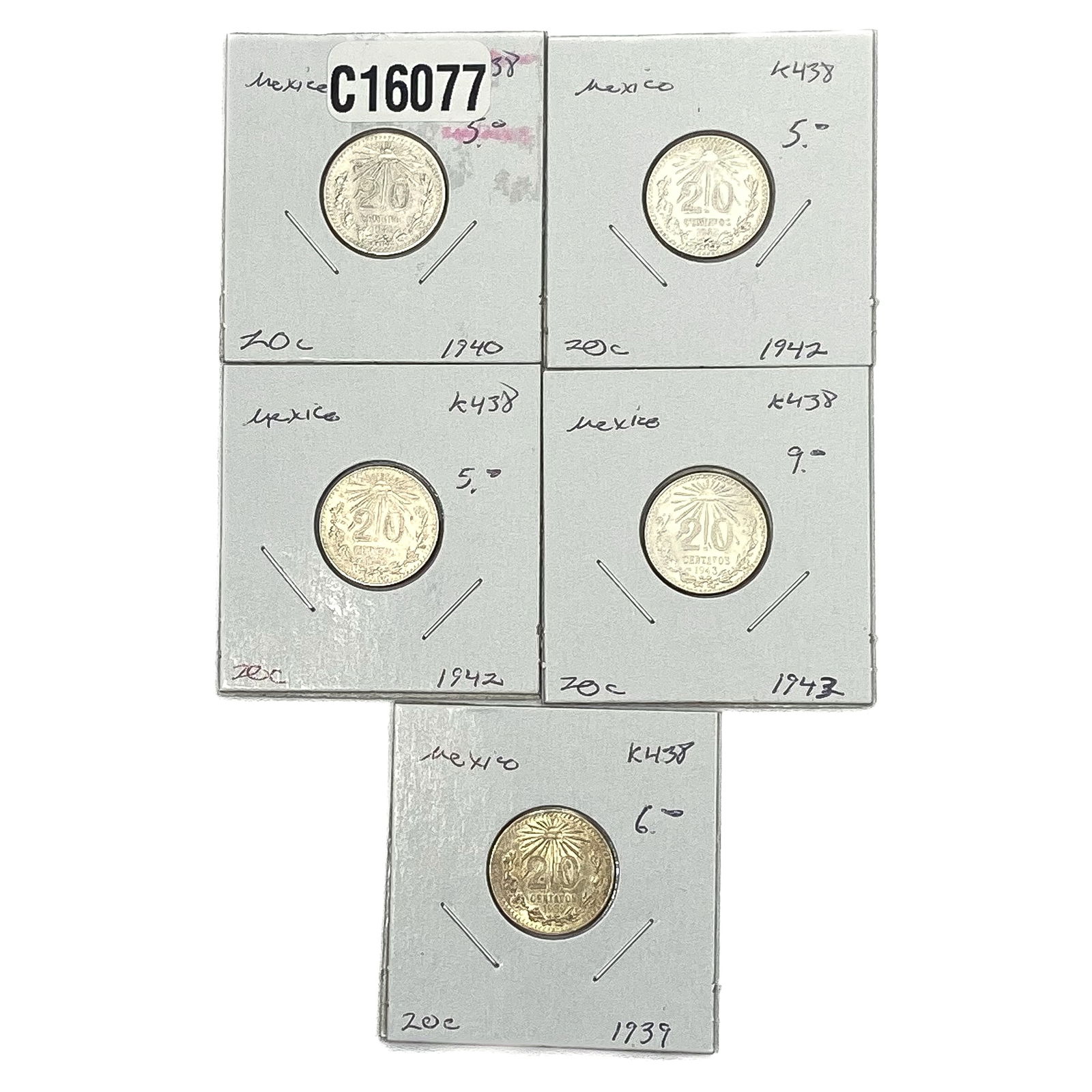 Various Dates Silver Mexico 20 centavos AU+ (1 of 2)