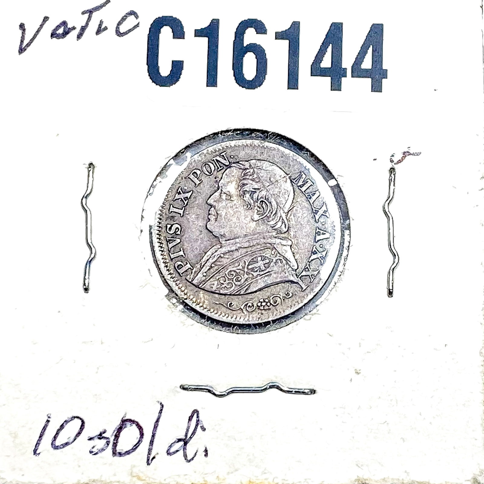 1867-R Silver Papal States 10 Soldi XF: 1867-R Silver Papal States 10 Soldi XF