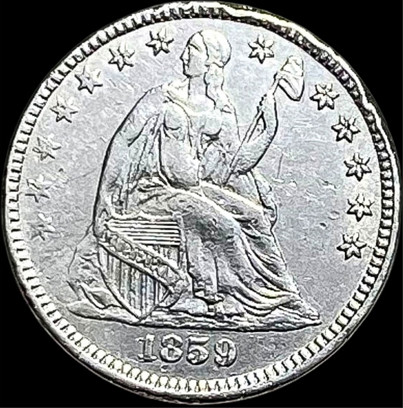 1859 Seated Liberty Half Dime CLOSELY UNCIRCULATED (1 of 2)