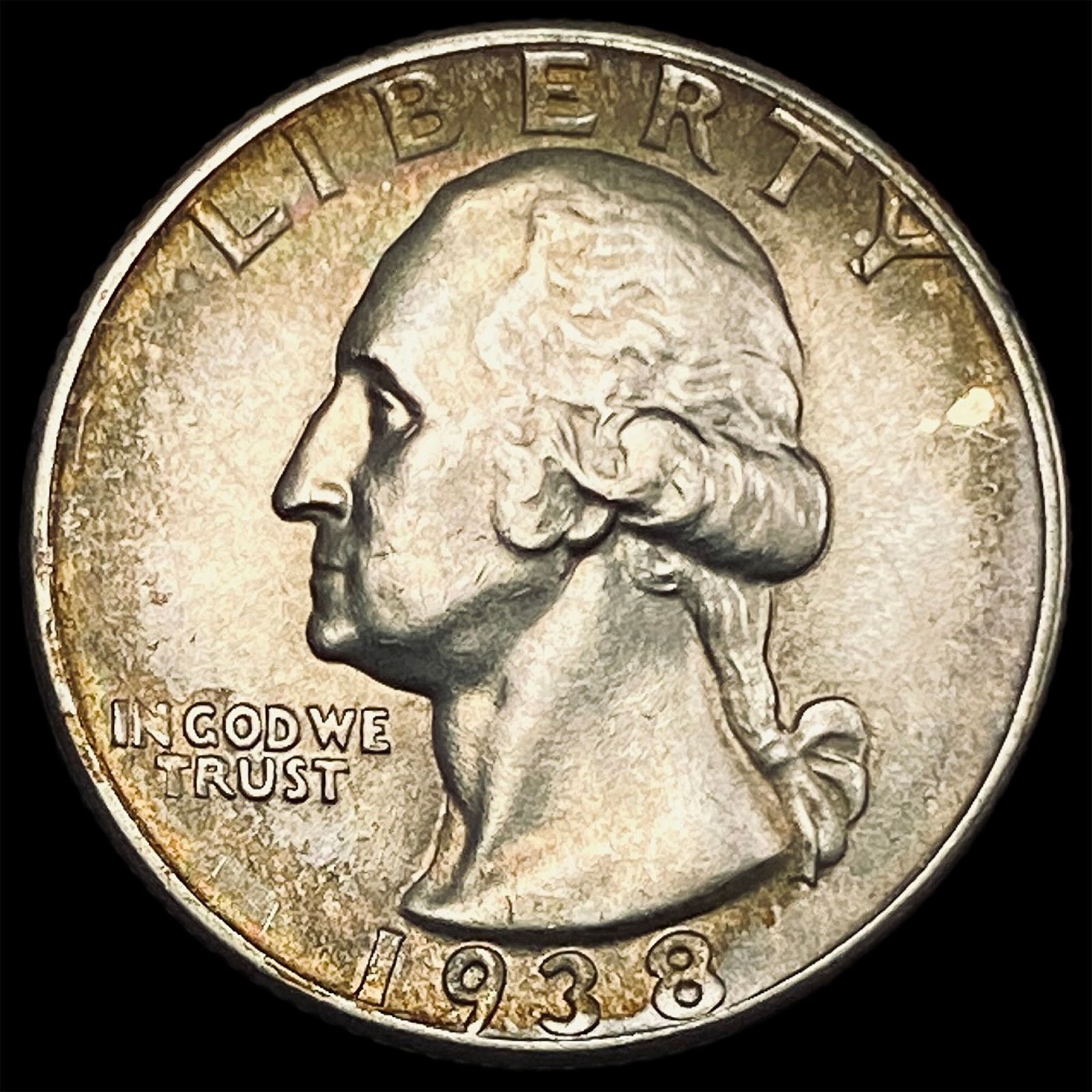 1938 Toned Silver Washington Quarter CHOICE  AU (1 of 2)