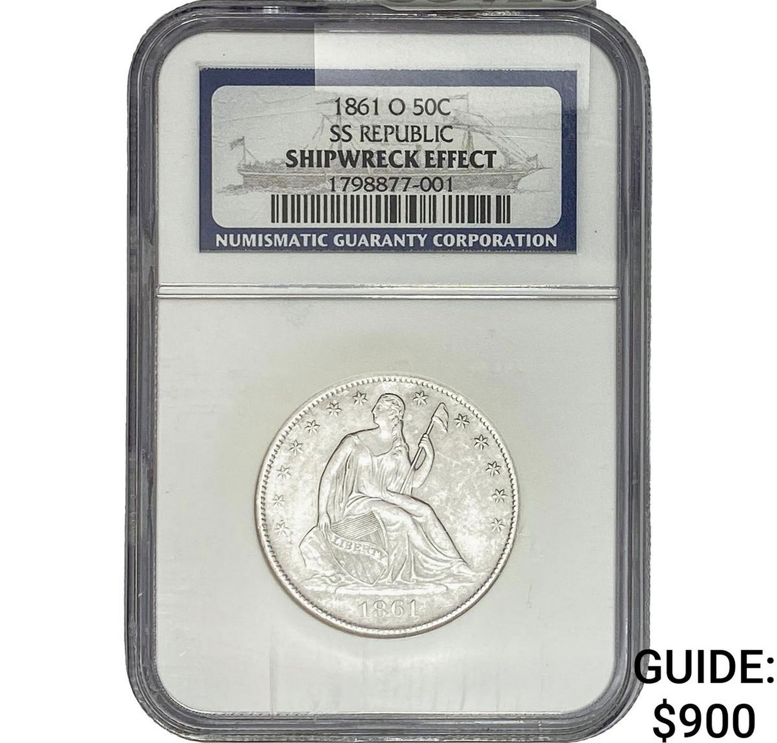 1861-O Seated Liberty Half Dollar NGC Shipwreck (1 of 2)