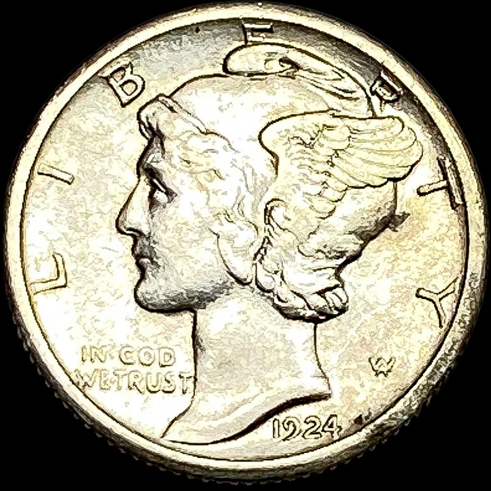 1924-S Silver Mercury Dime CLOSELY  UNCIRCULATED (1 of 2)