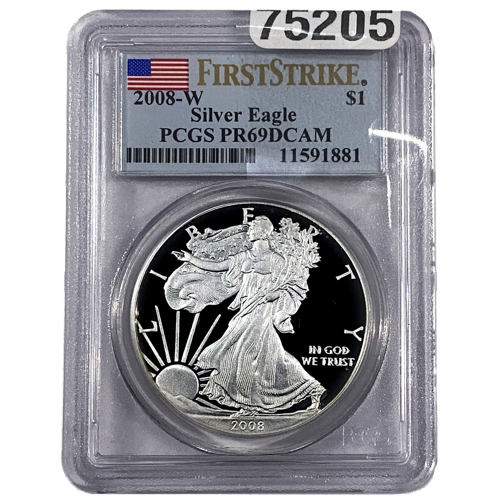 2008-W Walking Liberty Dollar PCGS PR69 DCAM (1 of 2)