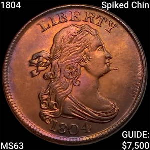 1804 Spiked Chin Draped Bust Half Cent CHOICE BU