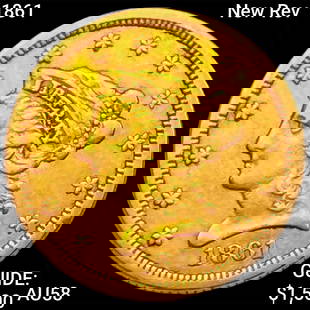 1861 New Rev $2.50 Gold Quarter Eagle CHOICE AU: 1861 New Rev $2.50 Gold Quarter Eagle CHOICE AU