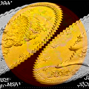 1844 $5 Gold Half Eagle UNCIRCULATED: 1844 $5 Gold Half Eagle UNCIRCULATED
