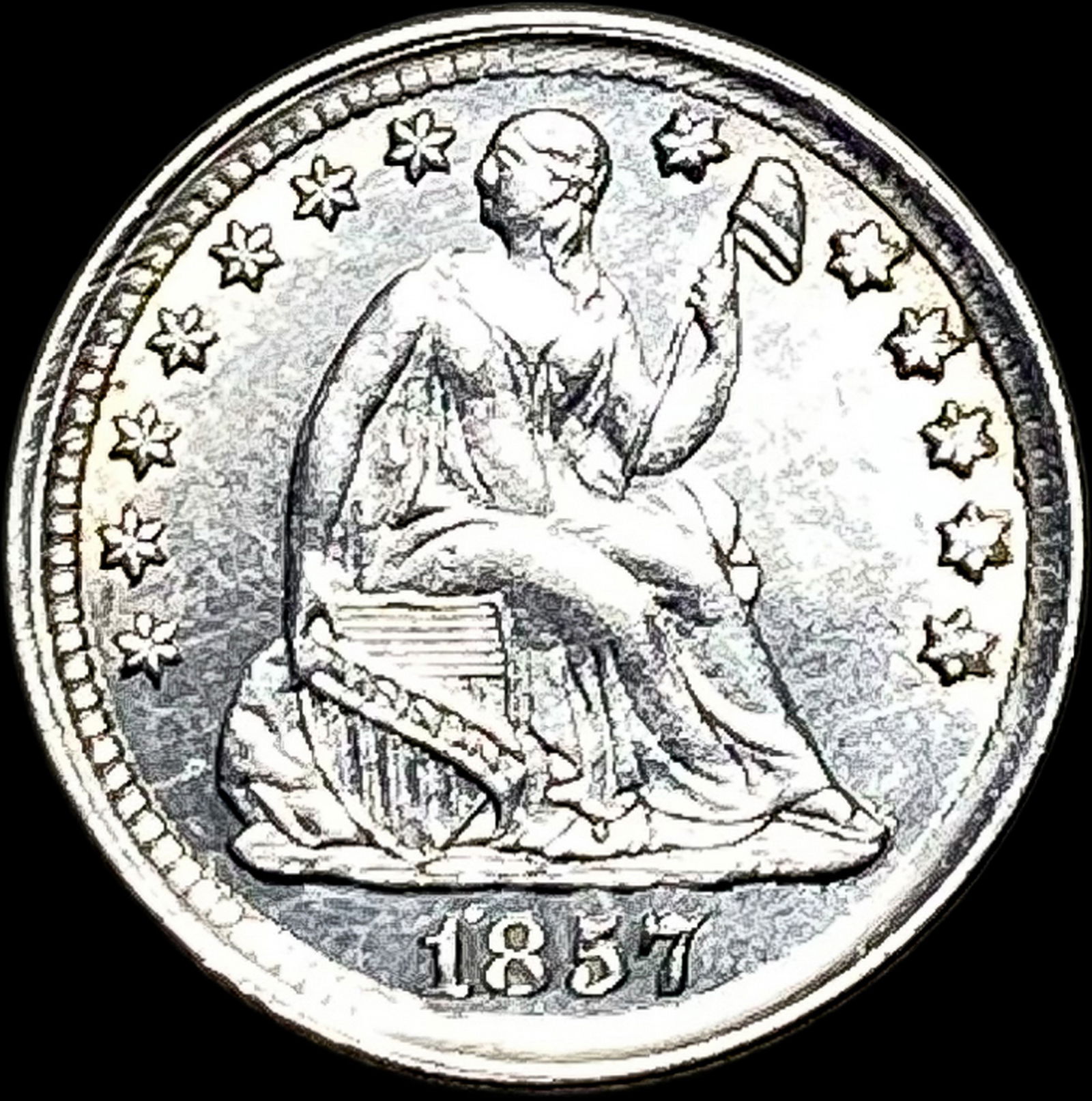 1857 Seated Liberty Half Dime UNCIRCULATED (1 of 2)