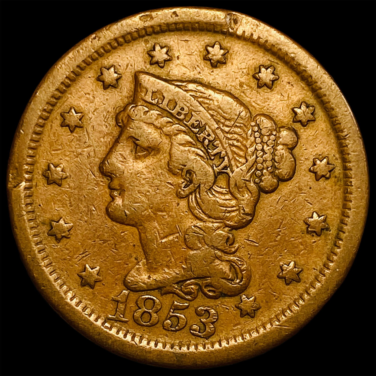 1853 Braided Hair Large Cent NEARLY UNCIRCULATED: 1853 Braided Hair Large Cent NEARLY UNCIRCULATED