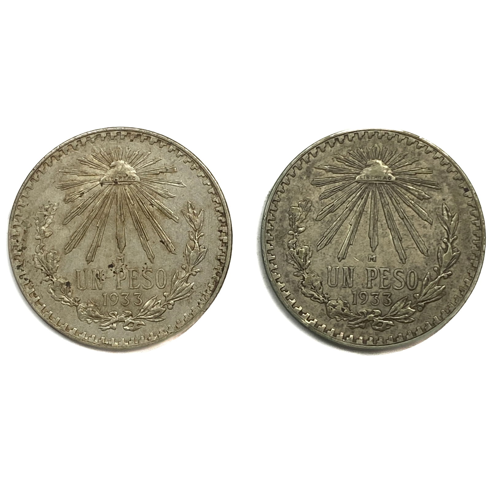 [2] 1933-M Silver Mexico 1 Peso AU (1 of 2)