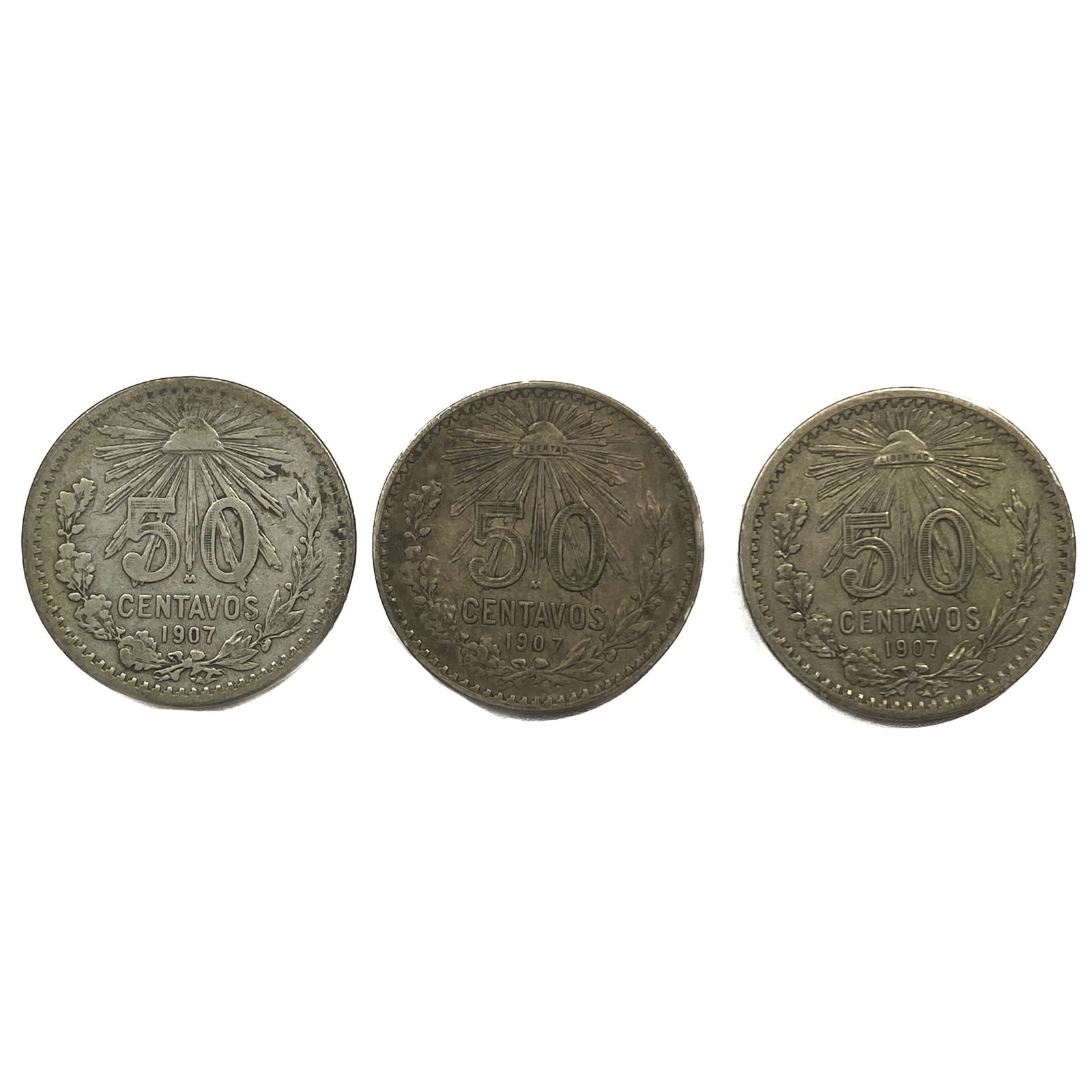 [3] 1907-M Silver Mexico 1 Peso VF (1 of 2)