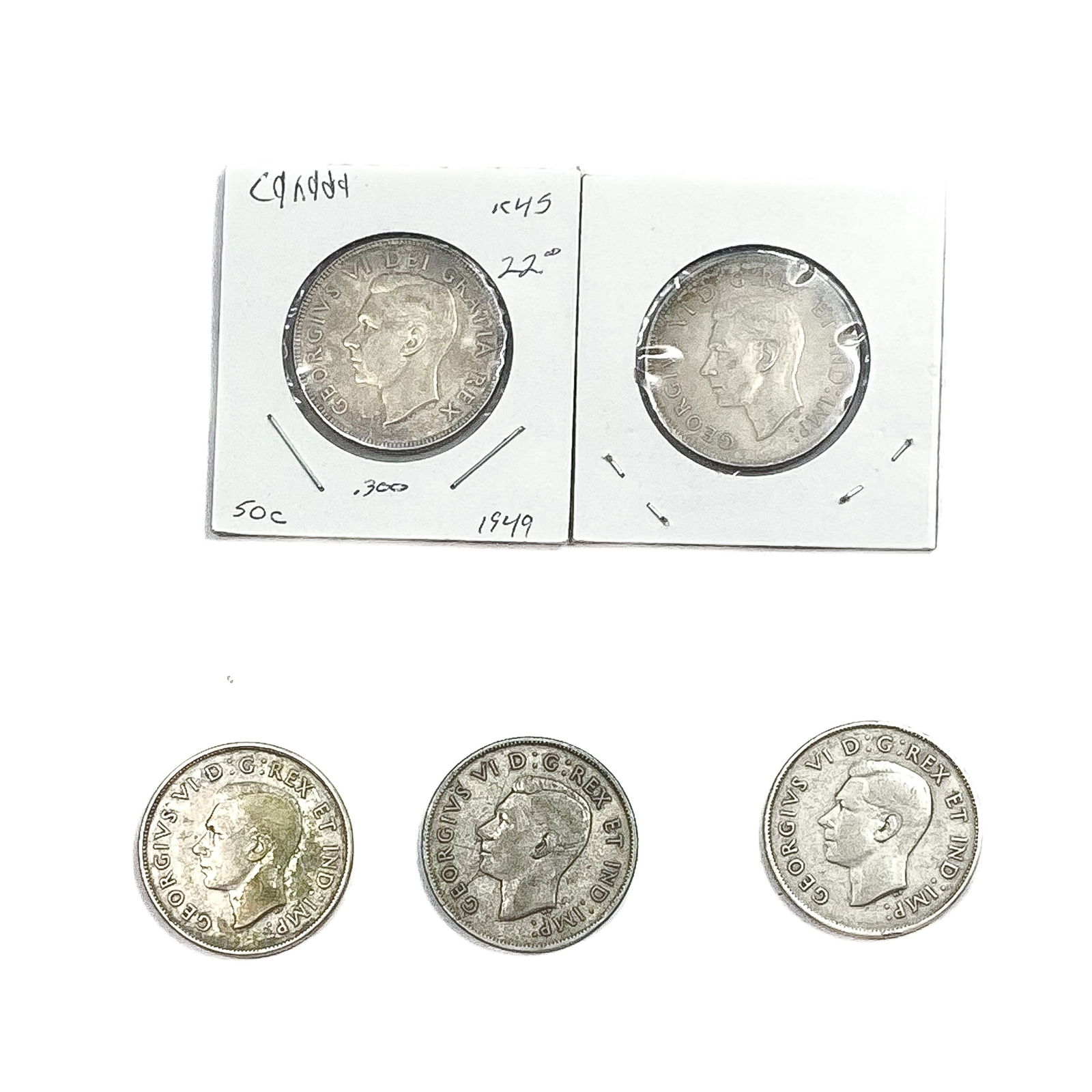 [5 Coins]1944-1949 Canada Silver 50 Cents HIGH GRADE (1 of 2)