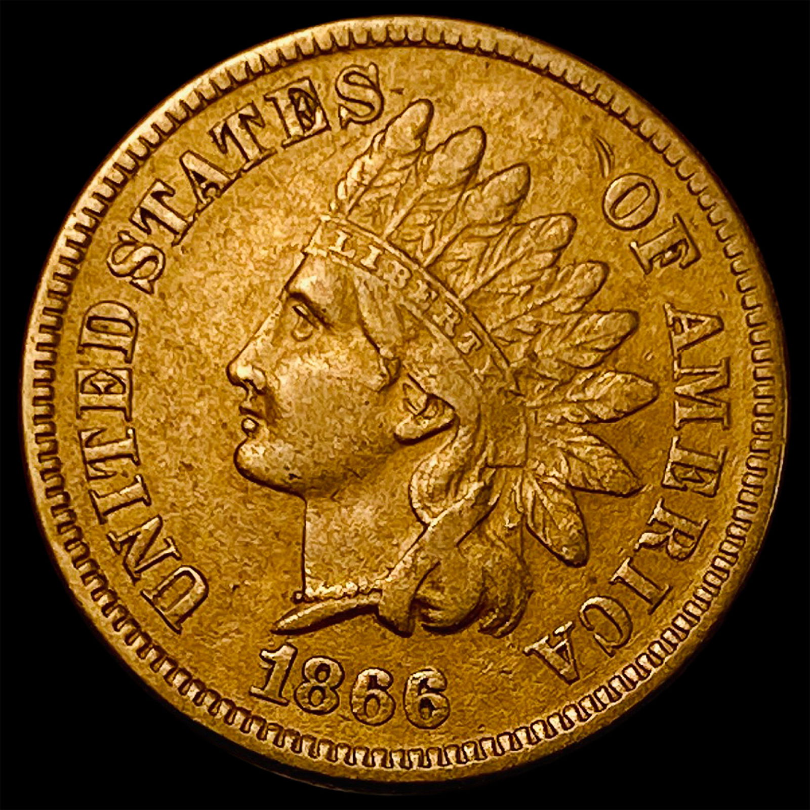 1866 Indian Head Cent NEARLY UNCIRCULATED (1 of 2)