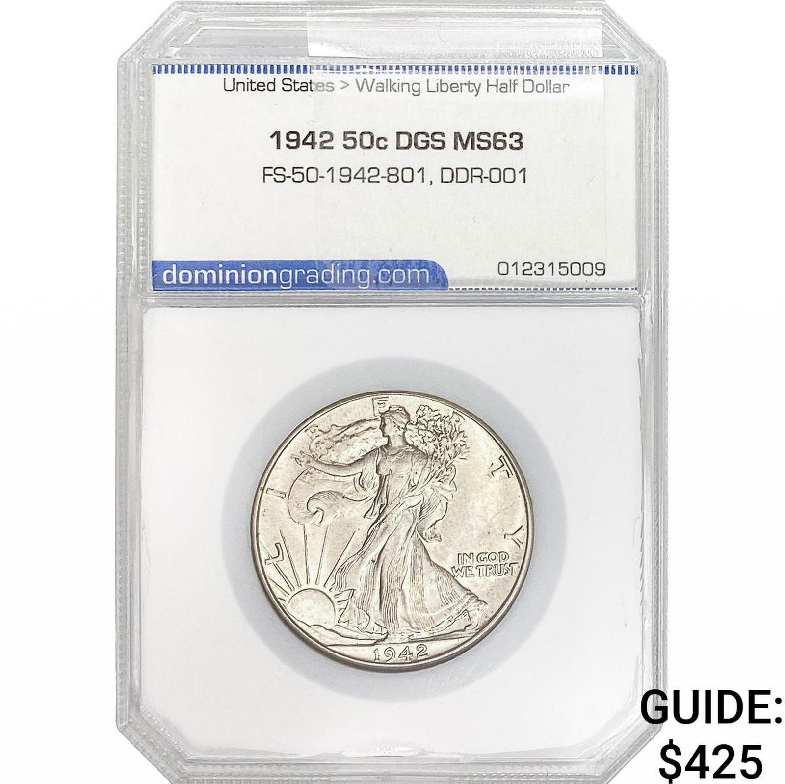 1942 Walking Liberty Half Dollar DGS MS63 DDR-001 (1 of 2)