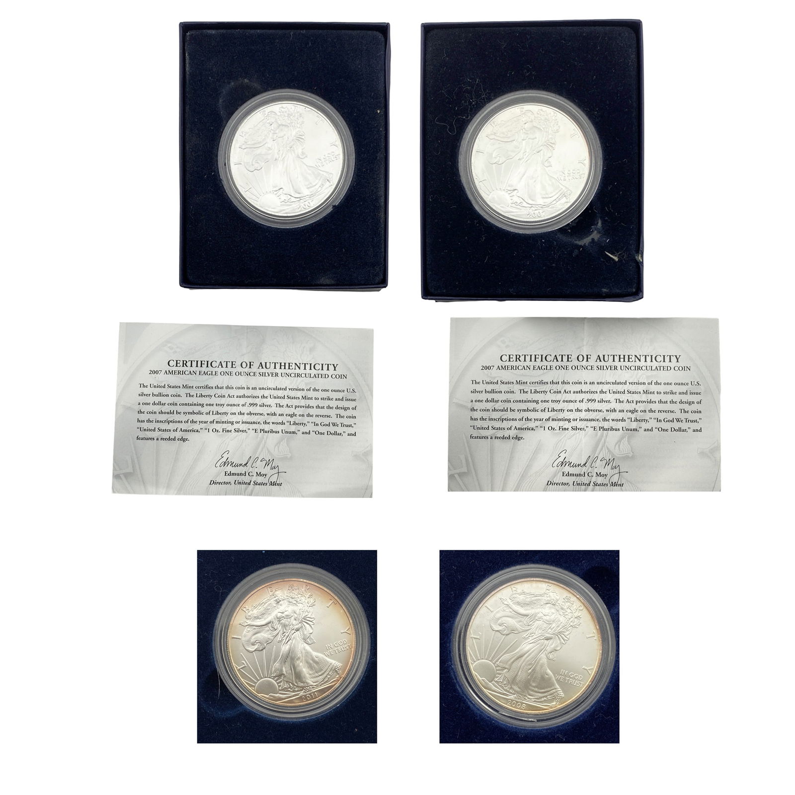 [4 Coins] 2007-2011 US Mint American Silver Eagle Lot (1 of 11)