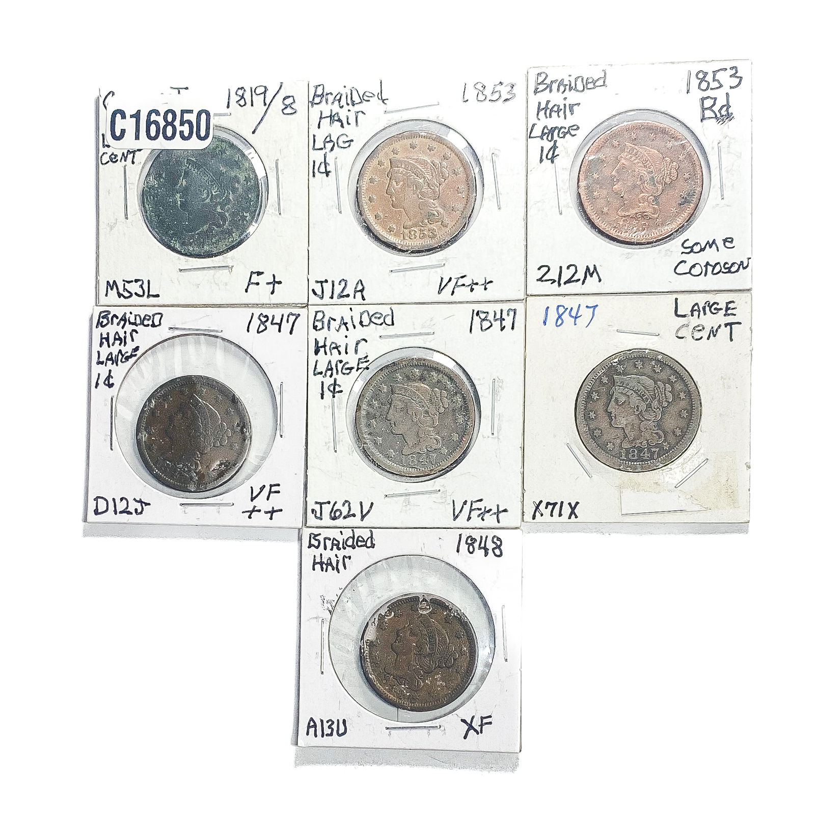 [7 Coins] 1819-1853 United States Large Cent Lot (1 of 2)