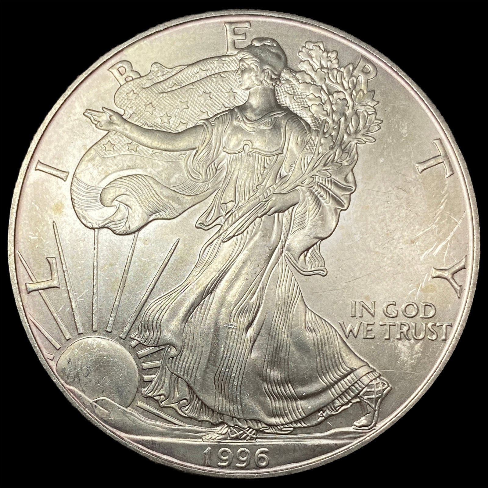 1996 1 oz Silver American Eagle $1 SUPERB GEM BU: 1996 1 oz Silver American Eagle $1 SUPERB GEM BU