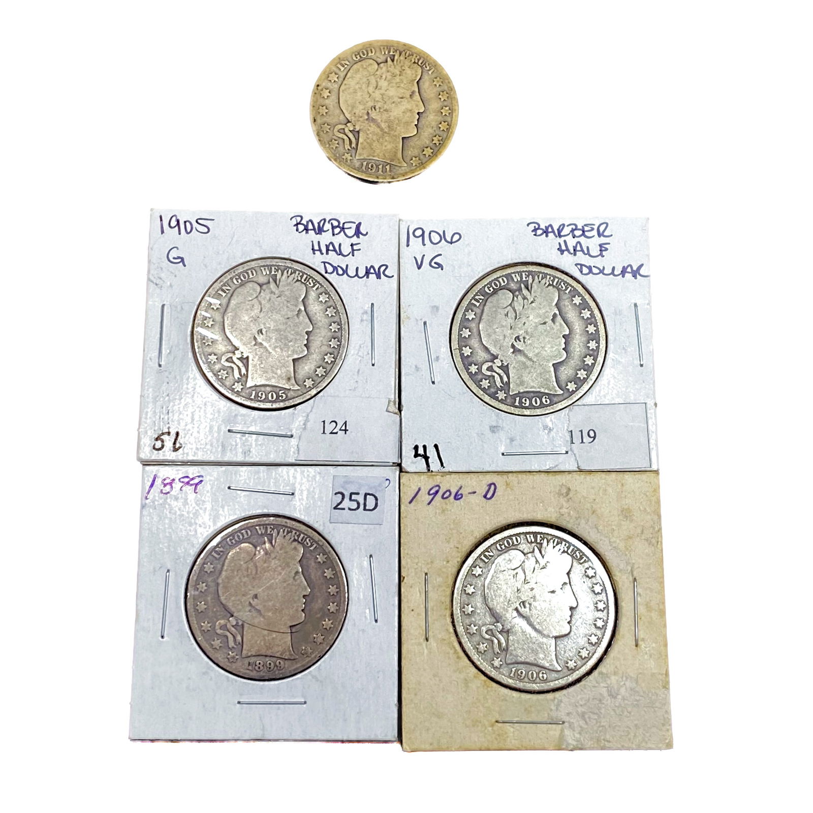 [5 Coins] 1899-1911 Barber Half Dollar : [5 Coins] 1899-1911 Barber Half Dollar