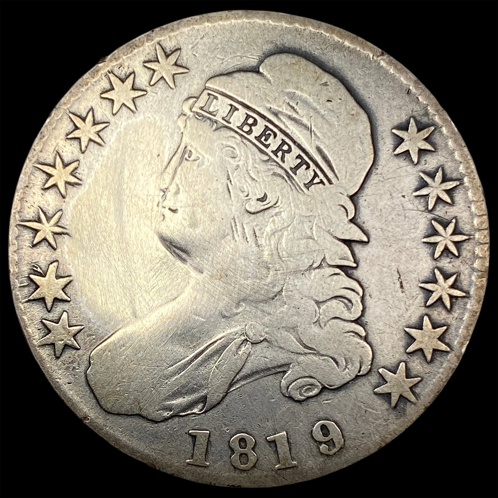 1819 Capped Bust Half Dollar NICELY CIRCULATED: 1819 Capped Bust Half Dollar NICELY CIRCULATED