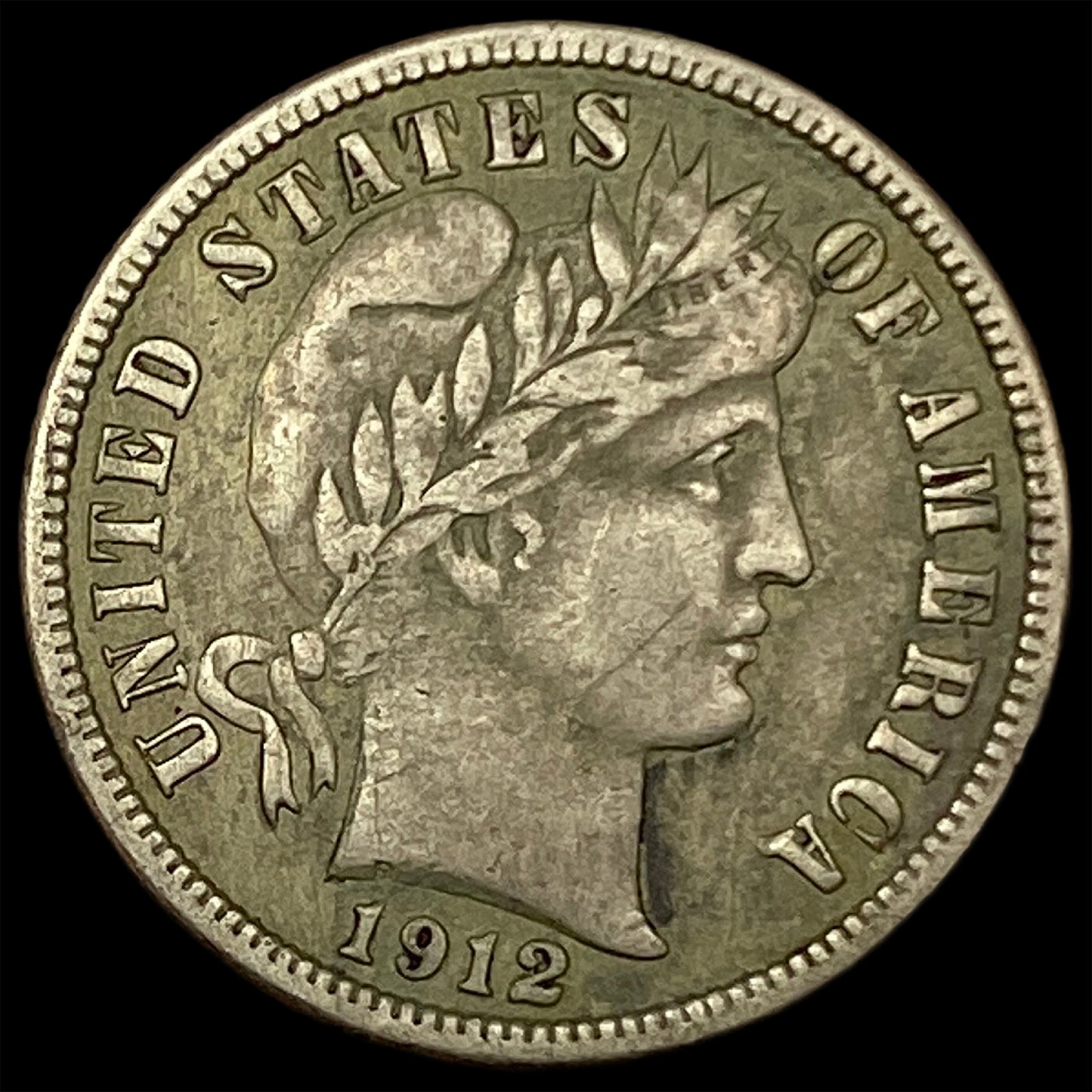 1912-S Silver Barber Dime NEARLY UNCIRCULATED: 1912-S Silver Barber Dime NEARLY UNCIRCULATED